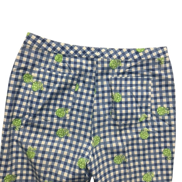 Lilly Pulitzer Blue Cotton Capri Hermit Crab Gingham Check Pants White Lbl 8 - Picture 12 of 12
